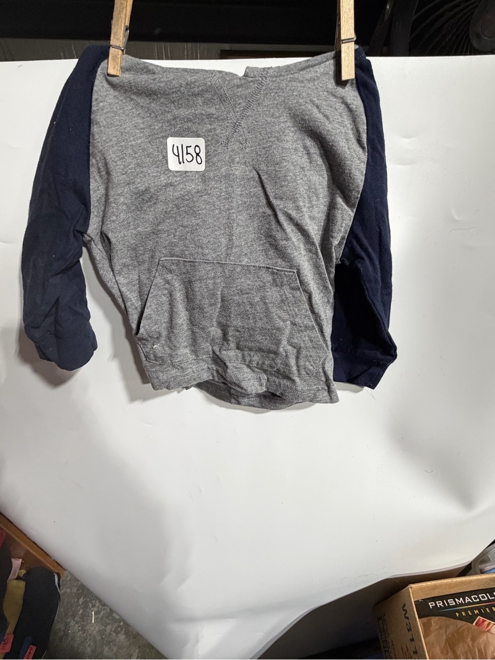 #4158-Garanimals Gray Pullover Hoodie with Navy Sleeves